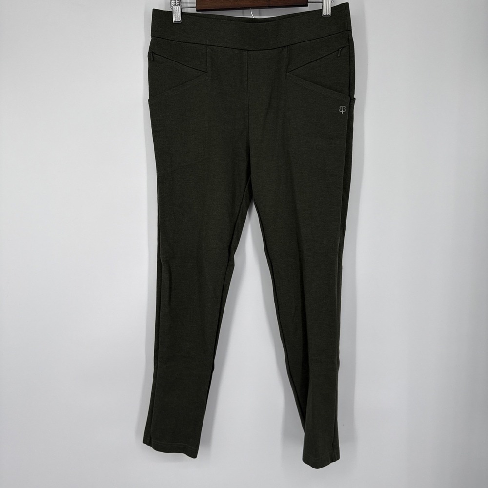 Betabrand Journey Pant Yoga Dress Pants Skinny Large Long Olive Green Athleisure